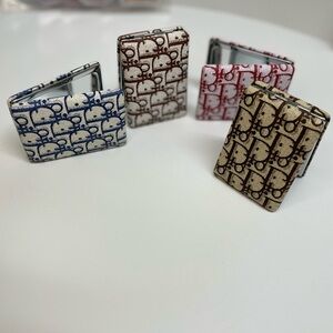 Compact Mirrors in Blue, Brown, Red and Tan Set of 2 pick the colors.